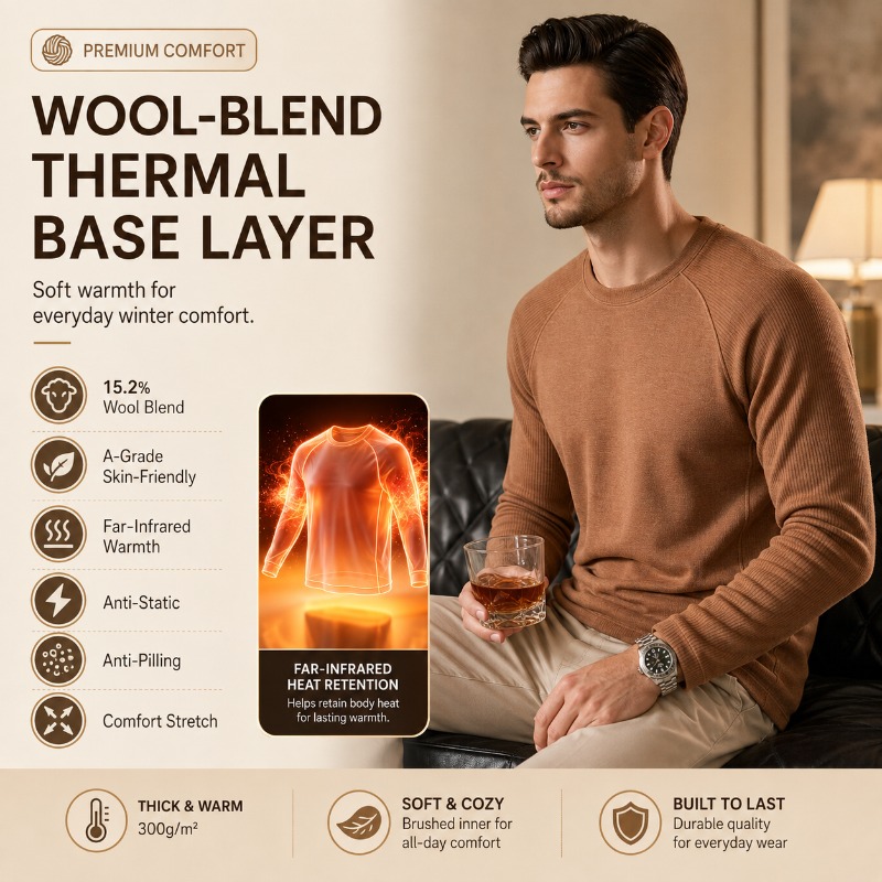 Men Fleece Lined Wool Crew Nec - đánh giá và giá Undershirt Crew Neck